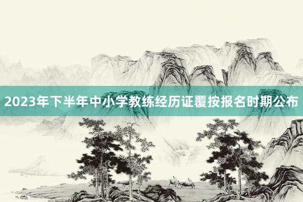 2023年下半年中小学教练经历证覆按报名时期公布