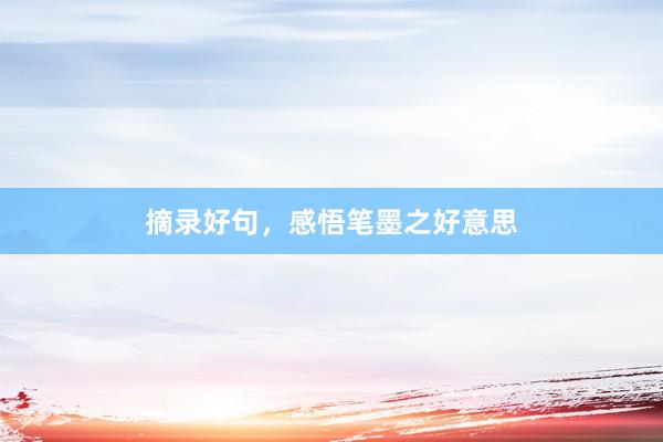 摘录好句，感悟笔墨之好意思